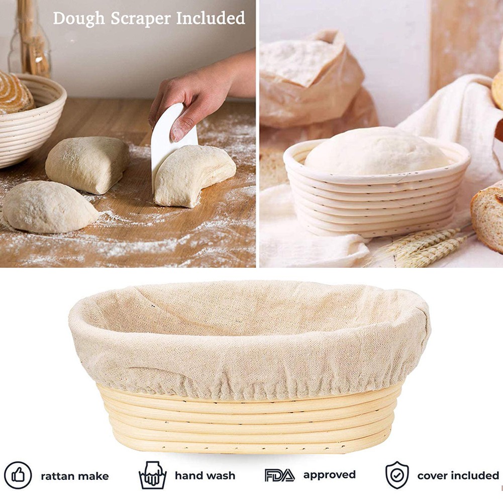 【serda】Oval Shaped Bread Proofing Basket with Bread Lame