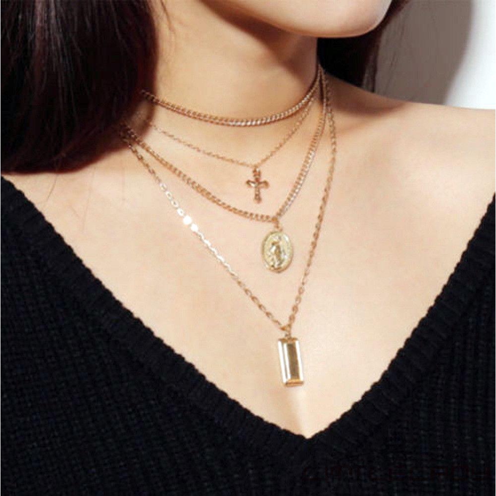 Women/'s Charm Cross Pendant Choker Alloy Clavicle Chain Necklace Fashion Jewelry