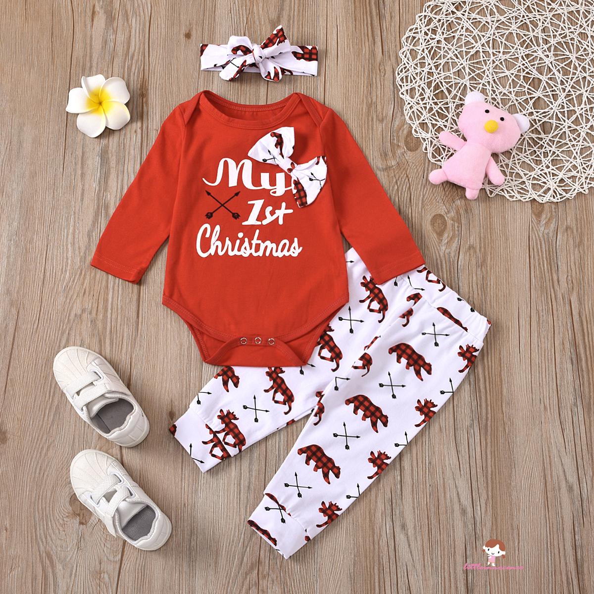 my first christmas pajamas baby girl