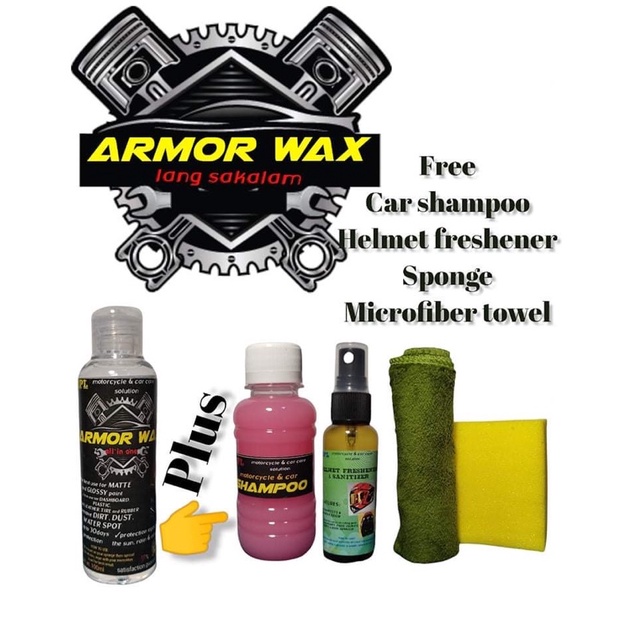 Armor Wax Coat for Matte & Glossy w/ Helmet Freshener,Car Shampoo ...