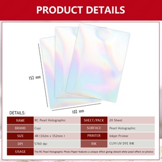 RC Pearl Holographic Photo Paper 260gsm 4R Size (20 sheets) | Shopee ...