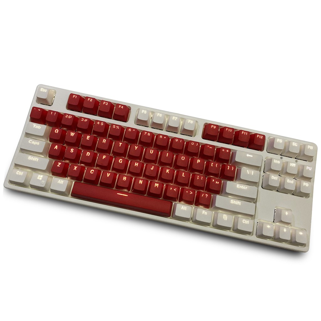 White and red Keycaps, 87 key PBT Keys Keycaps Mechanical Keyboard