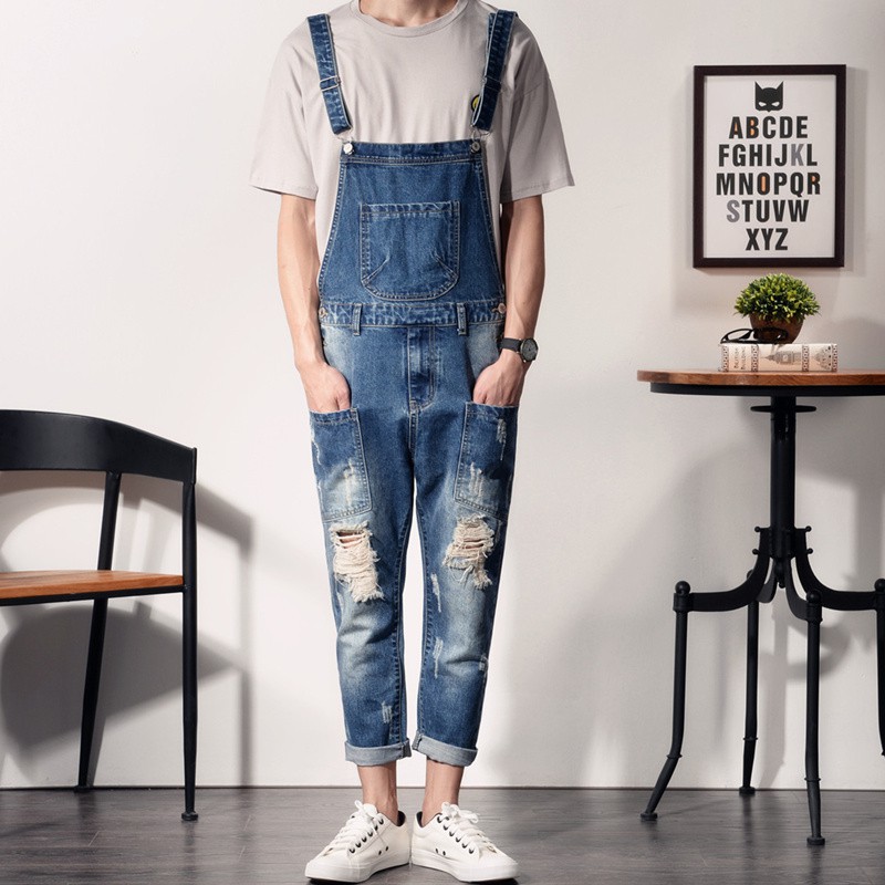 denim capri overalls