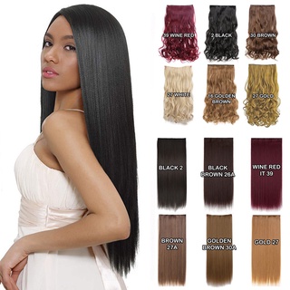 Philippines no.1 High Quality 60cm Long Straight Clip On Wig Synthetic Hair Extension 5 Clips