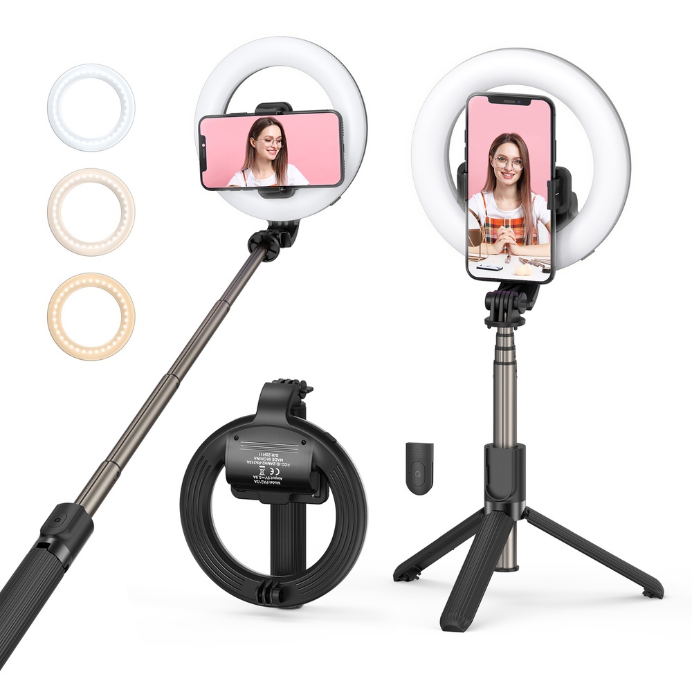 PA213 Selfie Ring Light with Tripod Stand & Phone Holder Rechargeable