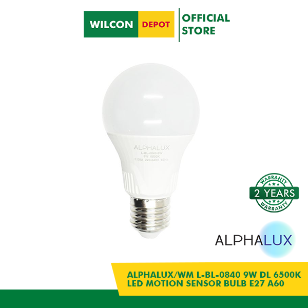 ALPHALUX 9W Daylight 6500K WM LBL0840 Led Motion Sensor Bulb E27 A60