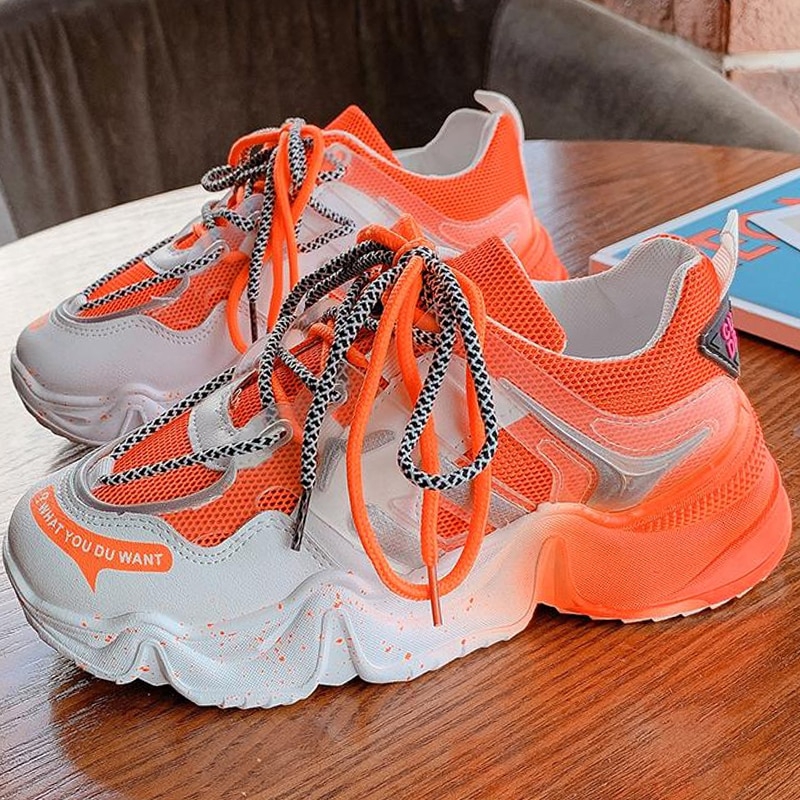 orange platform sneakers