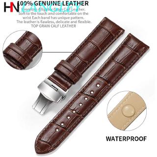 16 18 19 20 21 22mm Genuine Leather Watch Band Calfskin Replacement Strap Stainless Steel Buckle Bracelet Wristband Men Women #5