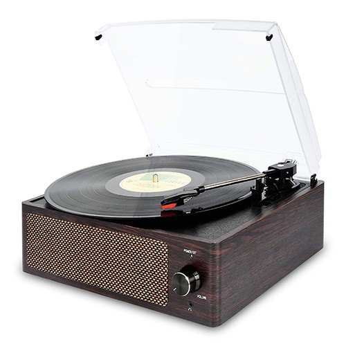 vinyl record player with speakers