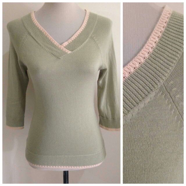 Pinegreen/cream knitted top S-M | Shopee Philippines