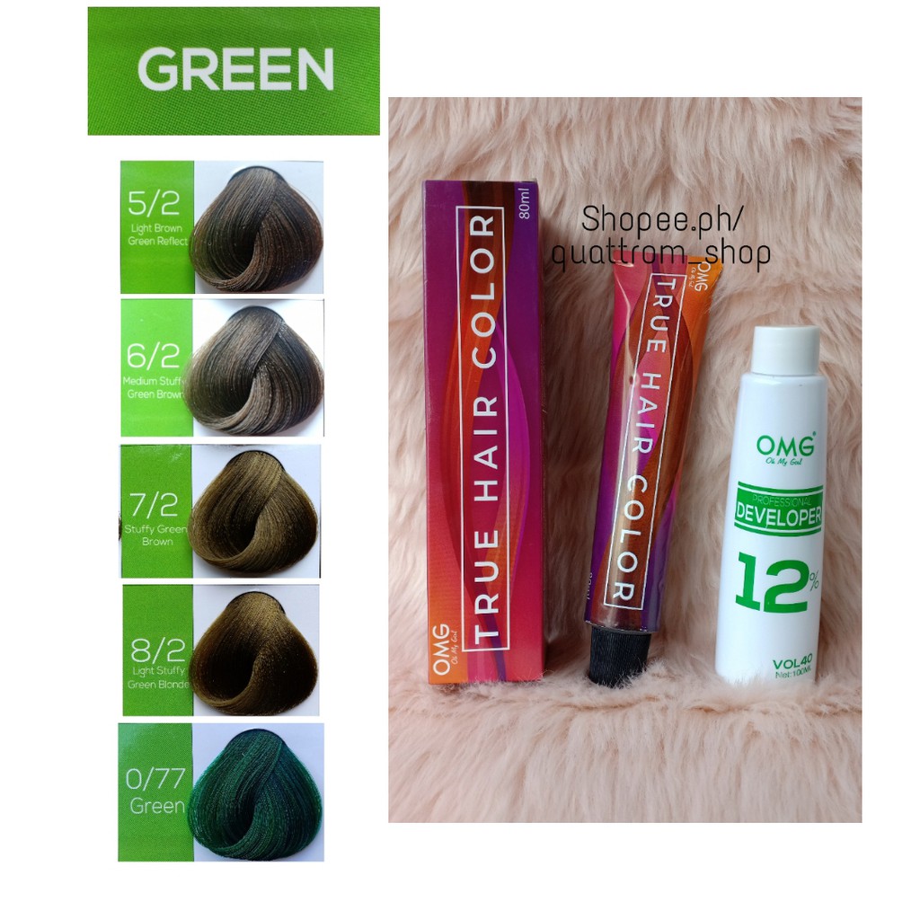 OMG Hair Color Set-GREEN (Colorant 80ml & Oxidizer 100ml) | Shopee ...