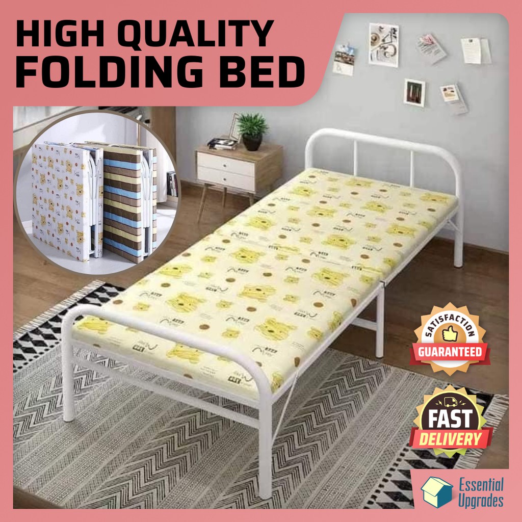 Folding Bed 100x186cm Foldable Rollaway, Folding Bed Frame With Wheels