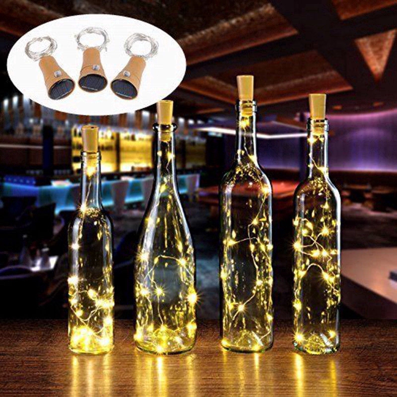 8/15/20 LED Solar Wine Bottle Cork Shaped String Fairy Light Shopee