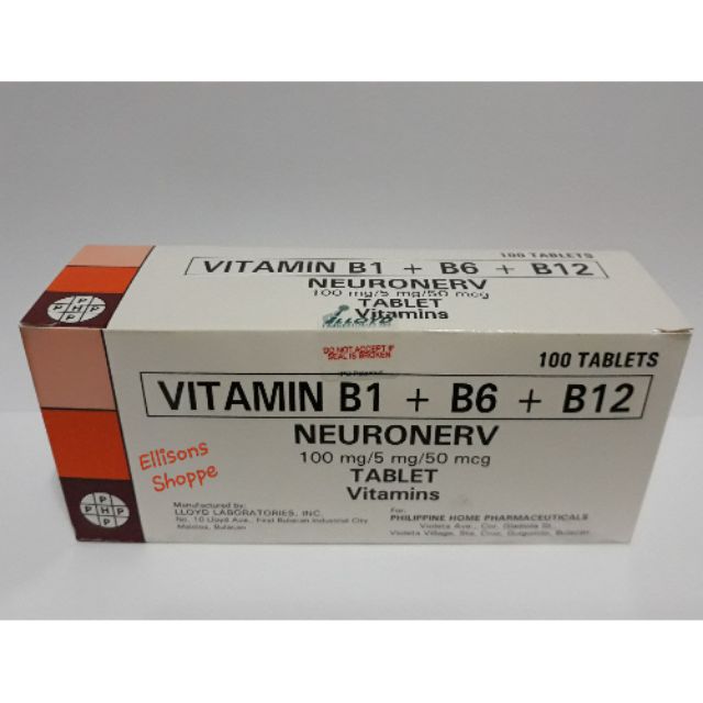 VITAMIN B COMPLEX B1, B6 & B12 (NEURONERV) 100 Tablets ...