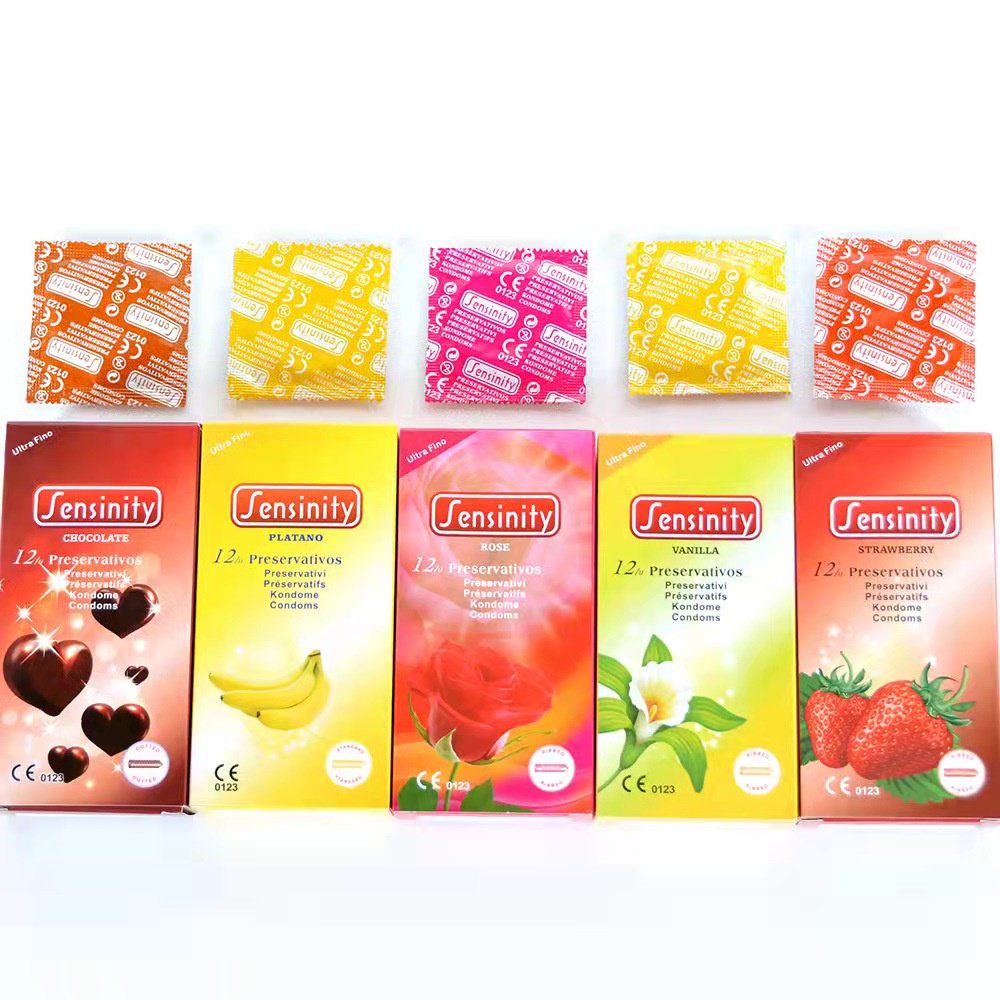 Sensinity Thin Lubricated Flavored Natural Rubber Latex Condom 12PCS