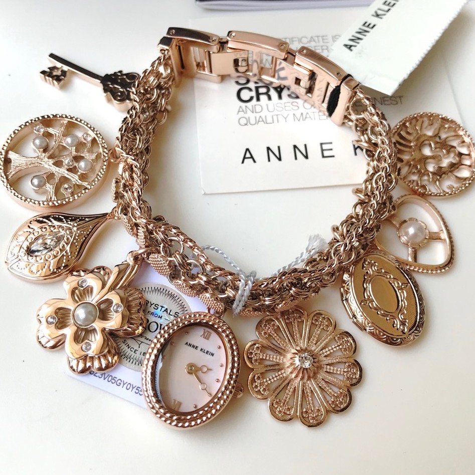 Anne Klein Watch 8096rmch Gypsy Rose Gold Charm Bracelet For Women Shopee Philippines