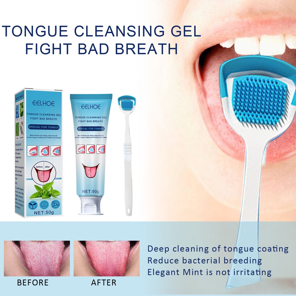 EELHOE Tongue Coating Cleaning Gel with brush Tongue coating Cleaning