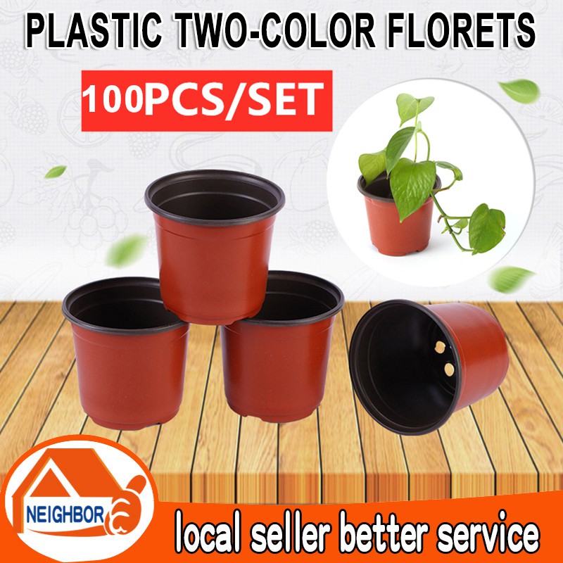 100pcs Strong Plastic Plant Pot Flower Pots Planter Garden Nursery Pots Set 