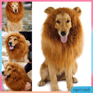 Lion Mane Wig with Ears for Large Dog Halloween Clothes Fancy Dress Up Pet Costume Supplies With E #7