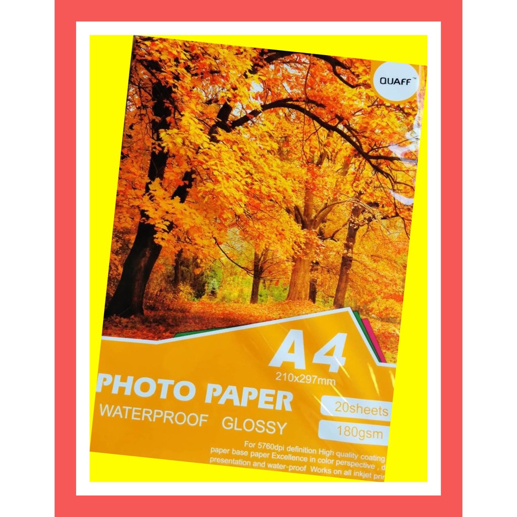 Photo Paper Waterproof Glossy Quaff 180gsm A4 Size Shopee Philippines 3955