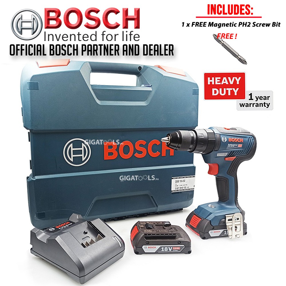 Bosch Gsb V Robust Brushless Motor Cordless Impact Drill Set W Pc Free Magnetic Screw Bit