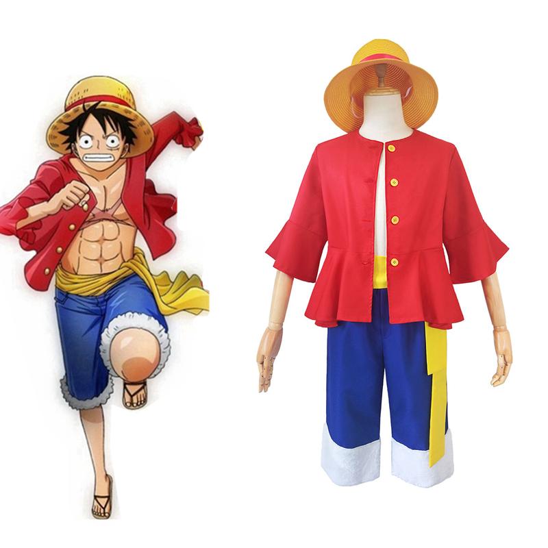 One piece Monkey D. Luffy Cosplay Costumes Shirt Pants Halloween Party ...