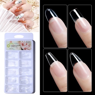 100Pcs Seamless Clear Fake Nails Natural Full Cover Acrylic French Nail for Nails Extension Manicure