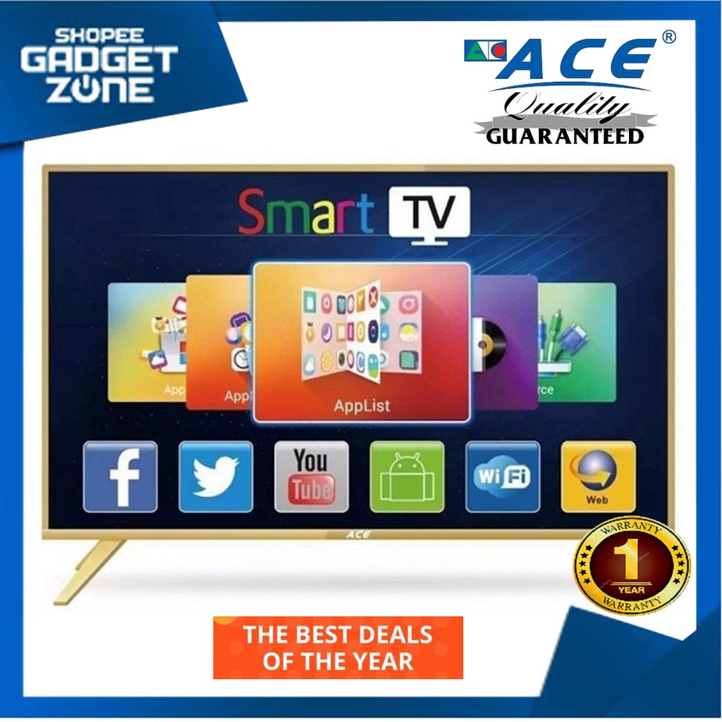 Ace 32" Aluminum Slim HD Smart TV Gold LED808 DK8 Shopee Philippines