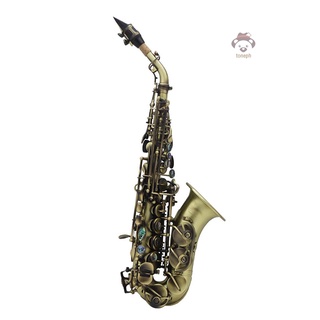 [Topiph]Vintage Style Bb Soprano Saxophone Sax Brass Material Woodwind Instrument with Carry Case Gloves Cleaning Cloth Brush Sax Strap Mouthpiece Brush #8
