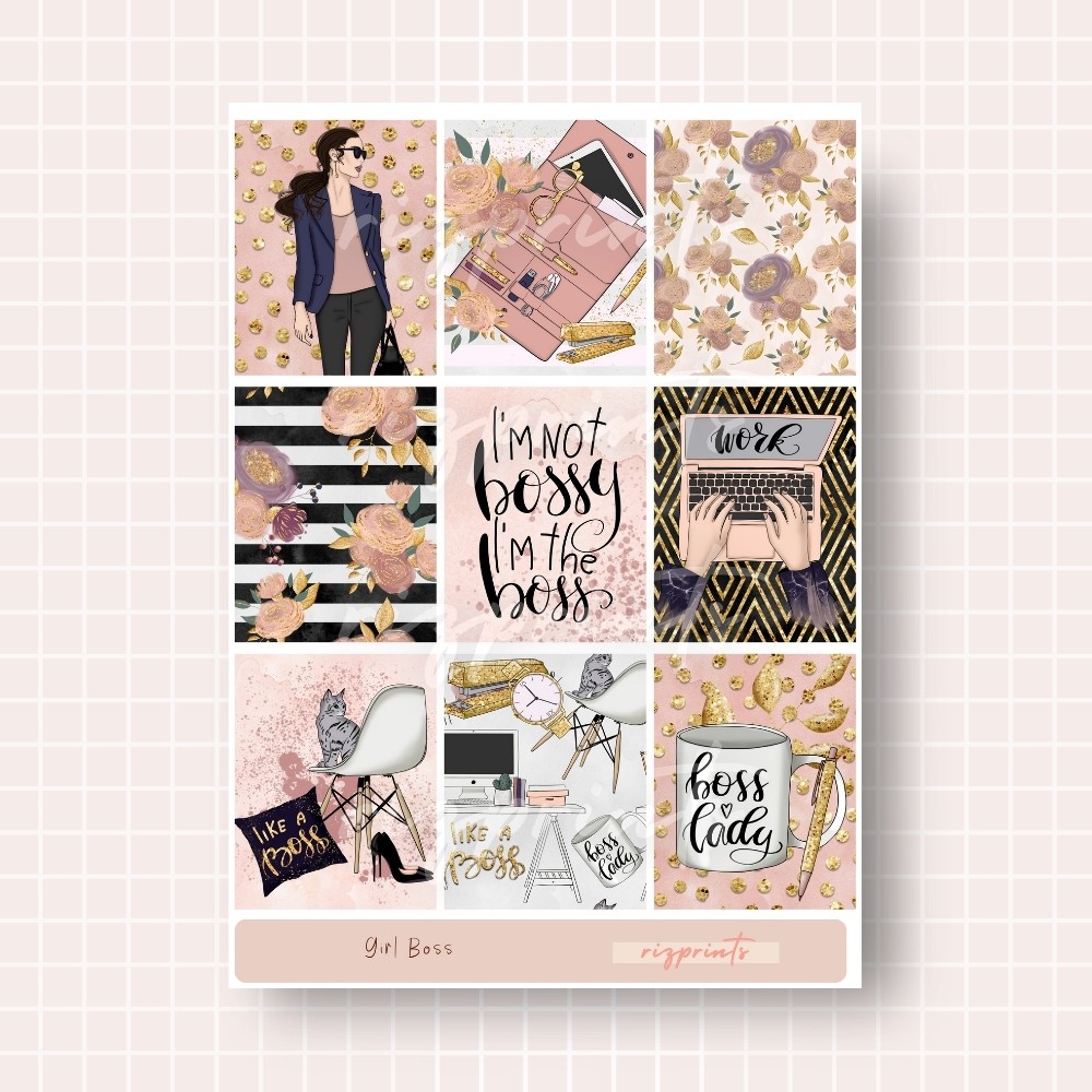 girl boss planner stickers planner girl lady boss aesthetic