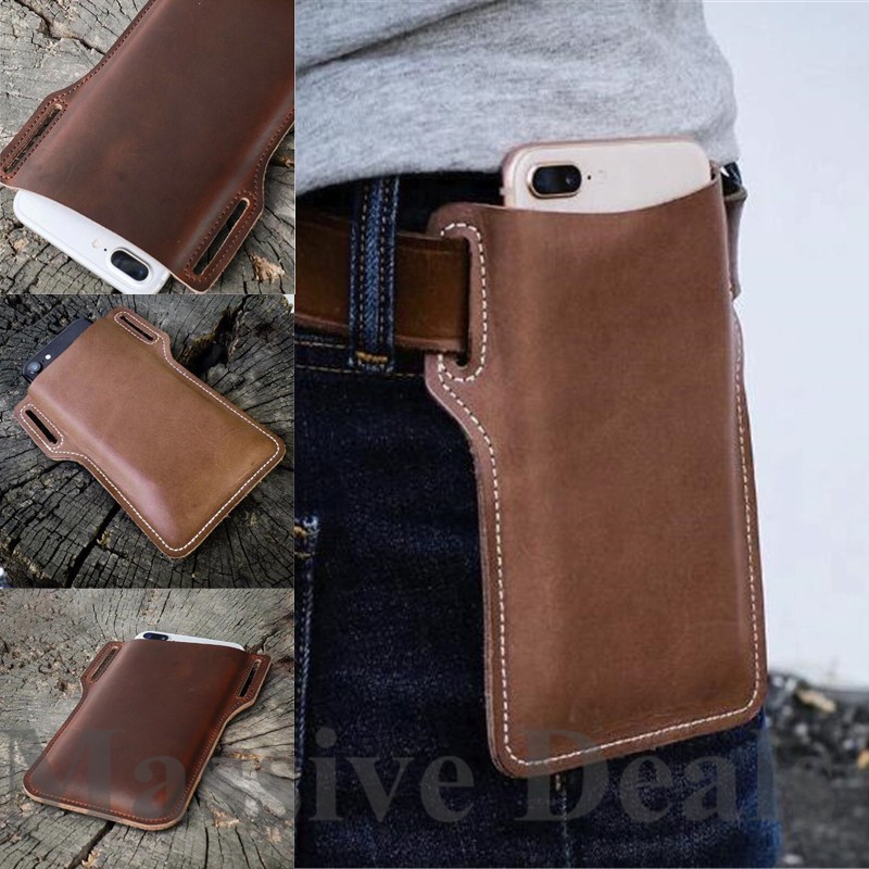 Men Waist Bag Props Leather Purse Phone Wallet Cellphone Holder Loop Case Belt