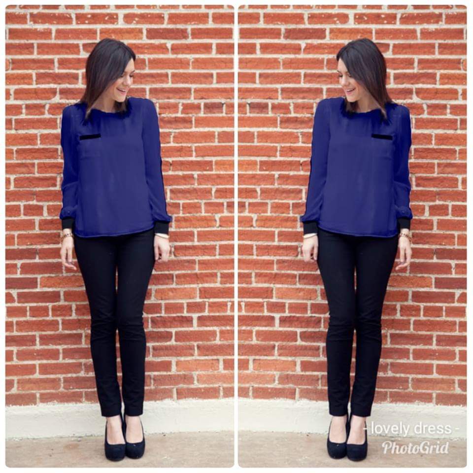 white blouse black pants
