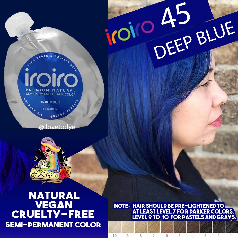 Iroiro 45 Deep Blue Natural Vegan Cruelty Free Semi Permanent Hair   5354f79fa96497be0aded8f7289dc651