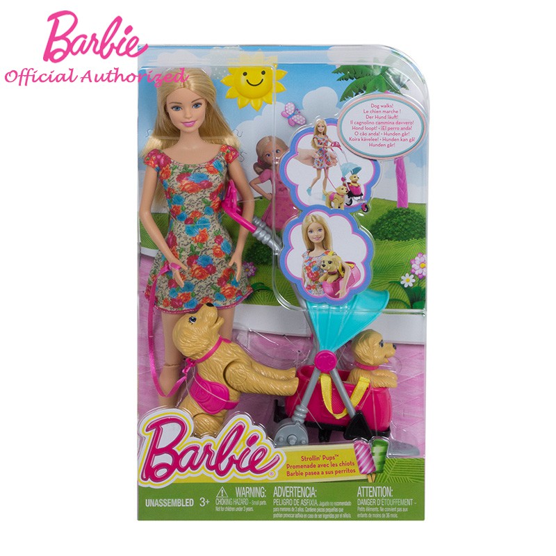 barbie strollin pups playset