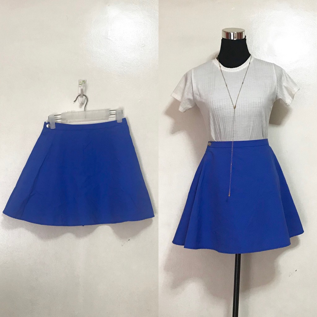 royal blue high waisted skirt