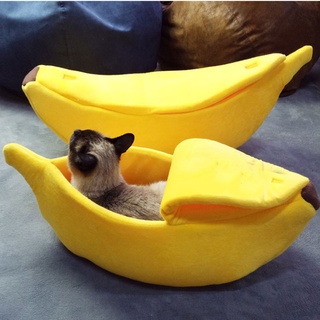 ❀۞Creative Funny Banana Shape Pet Cat Bed House Winter Cute Mat Warm Durable Kennel Portable Pet Bas