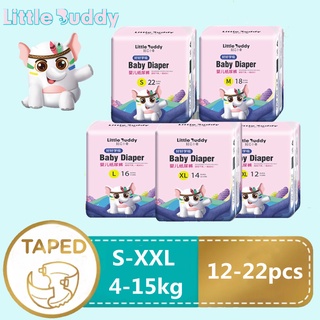 【COD】Little Buddy Taped Diaper Babies Disposable Diapers Sale Dry S-XXL 22PCS Unisex COD Ventilation