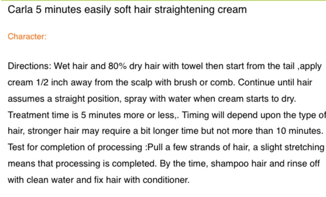 carla hair straightening cream