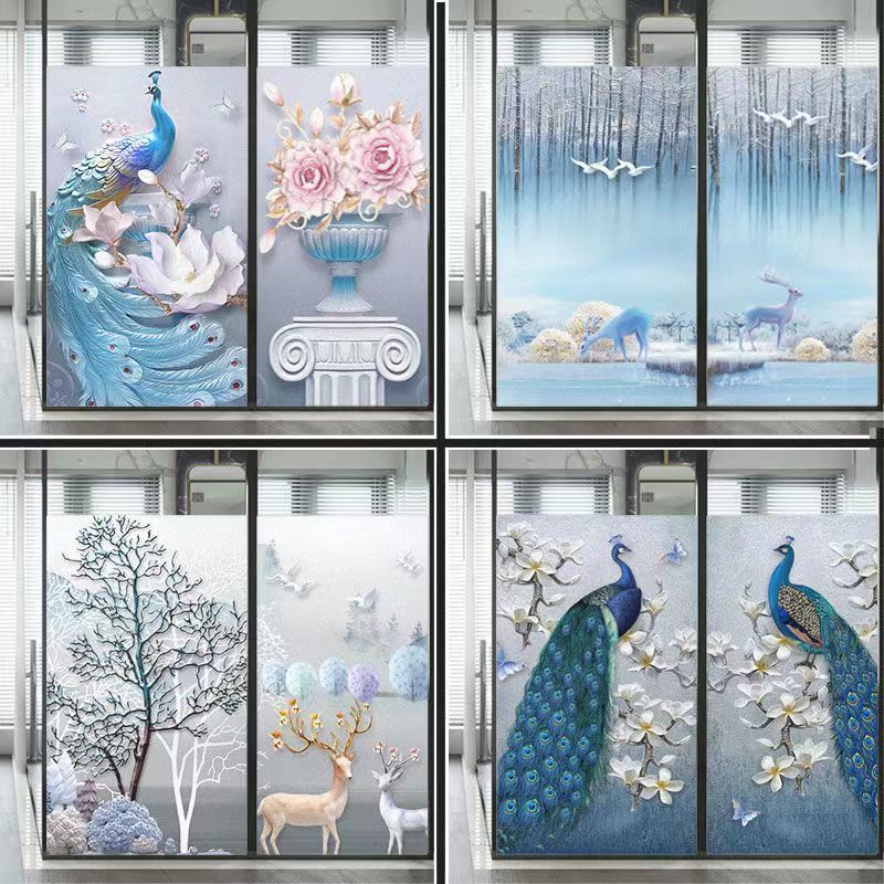 Nordic Style Electrostatic Frosted Glass Sticker Translucent Opaque Window Shading Film Bathroom 6362