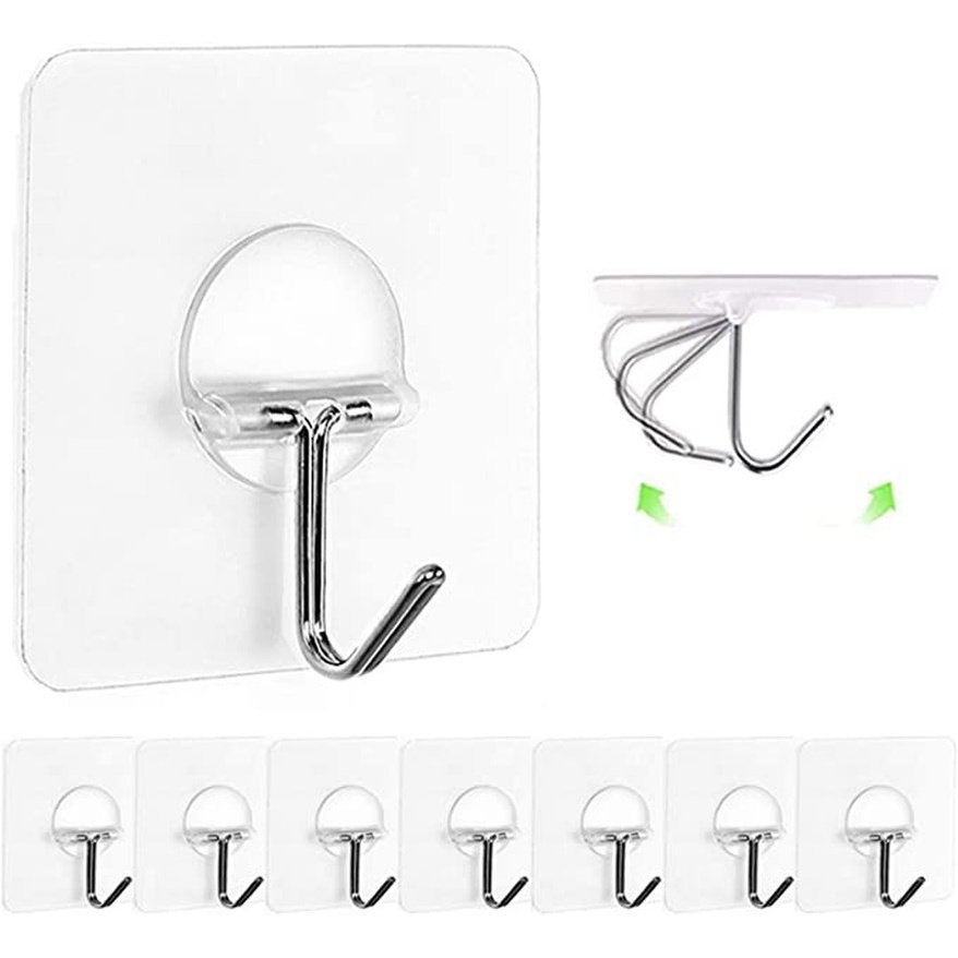 4pcs Sticky Hooks, Bathroom Kitchen Bedroom Stainless Steel Hooks