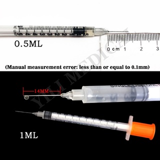 ◐{Negotiable price}Disposable Safety Insulin Syringe 1ml  Sterilized for teaching*･゜ﾟ･*:.｡..｡.:*･' #5
