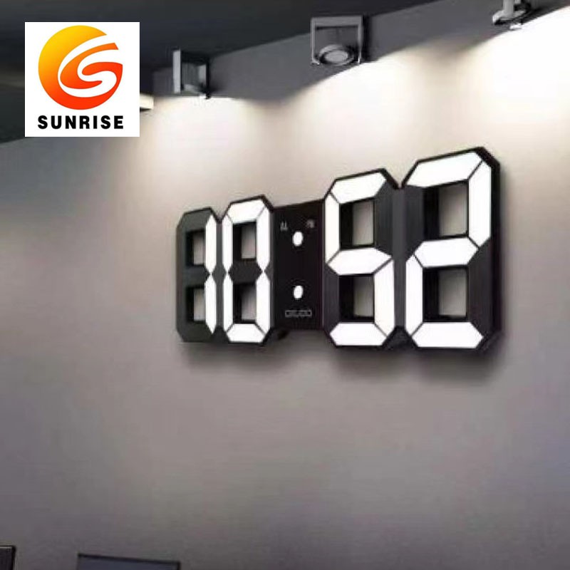 3D LED Wall Clock Modern Digital Alarm Clocks Display Home Kitchen