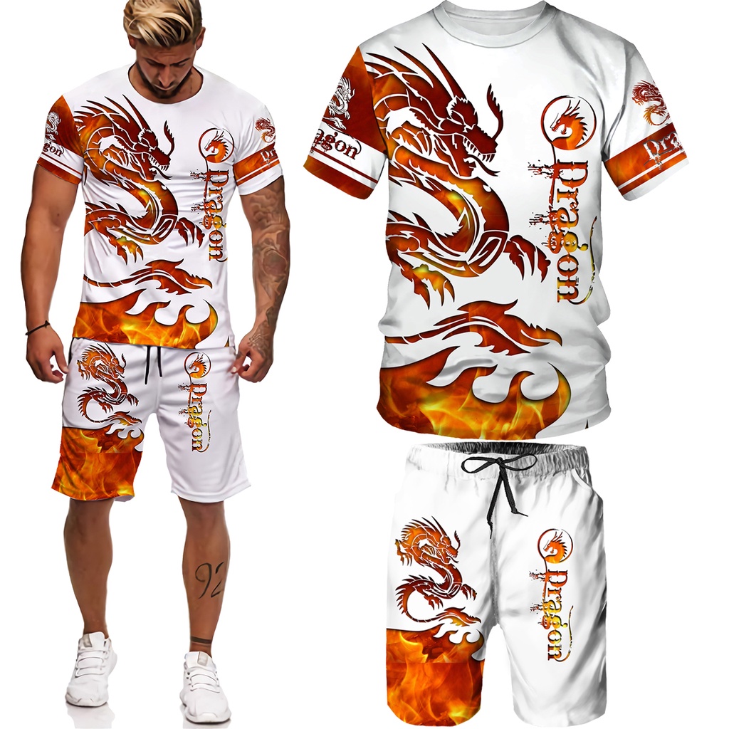 Animal Fly Dragon Tattoo Men Tracksuit Harajuku Streetwear Men's T