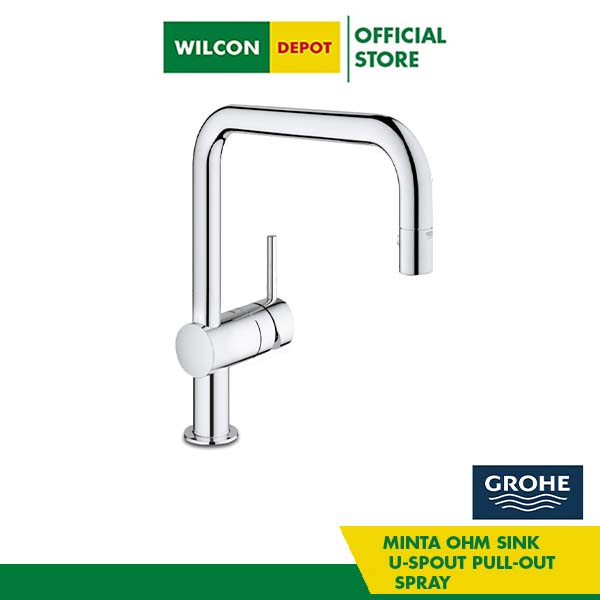GROHE Minta One Hand Mixer PullOut Spray USpout Kitchen Bathroom Sink Faucet by Wilcon Depot