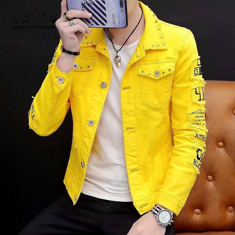 yellow denim shirt