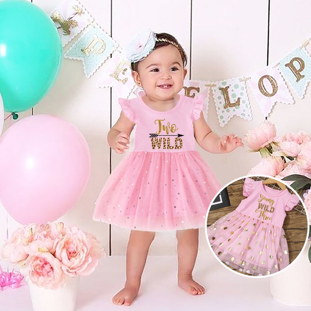 One Piece Birthday Girl Dress Summer Fashion Star Style Ruffle Kids