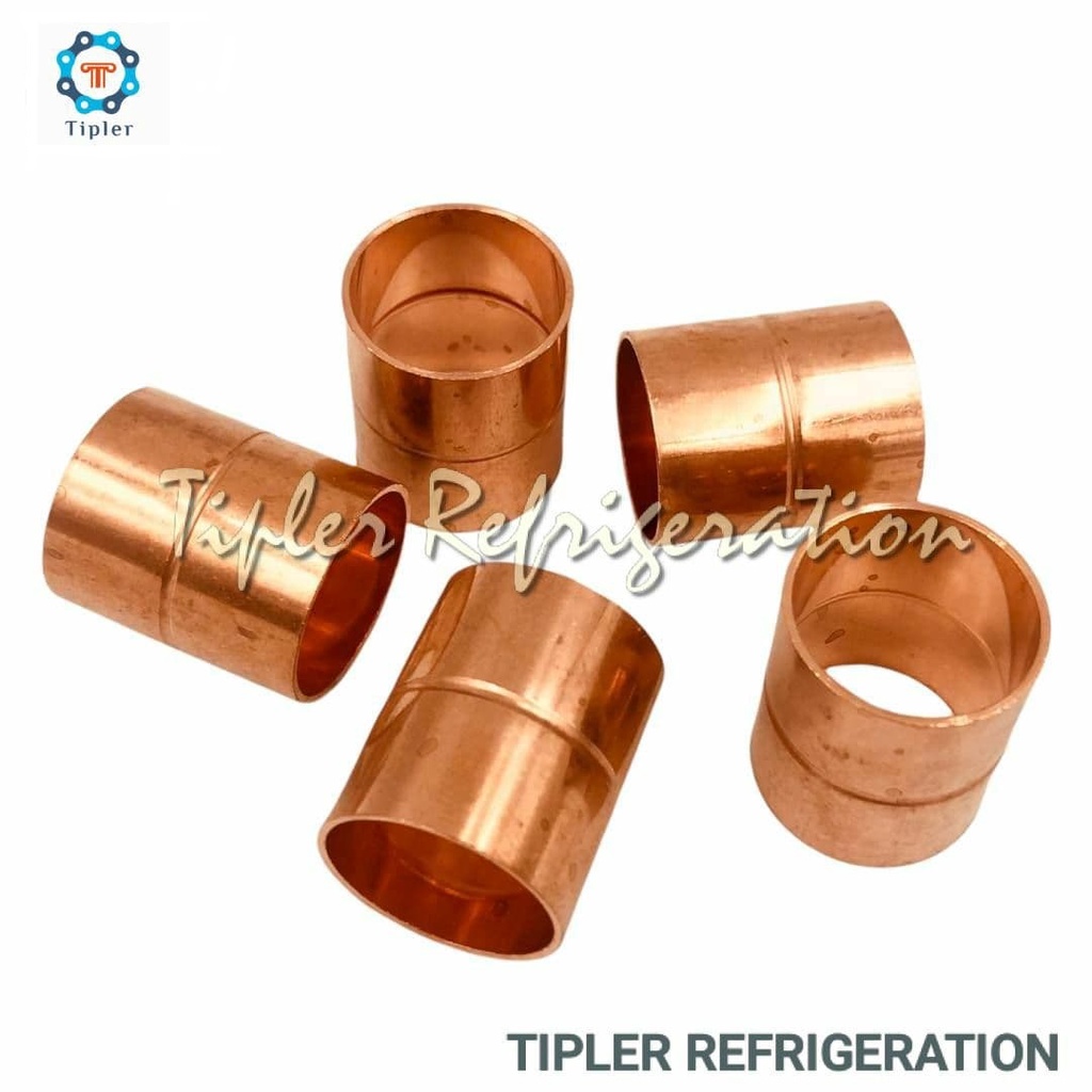 W01009 / C165-0002 25 Pack of 3/8" HVAC Copper Coupling with Rolled Stop 