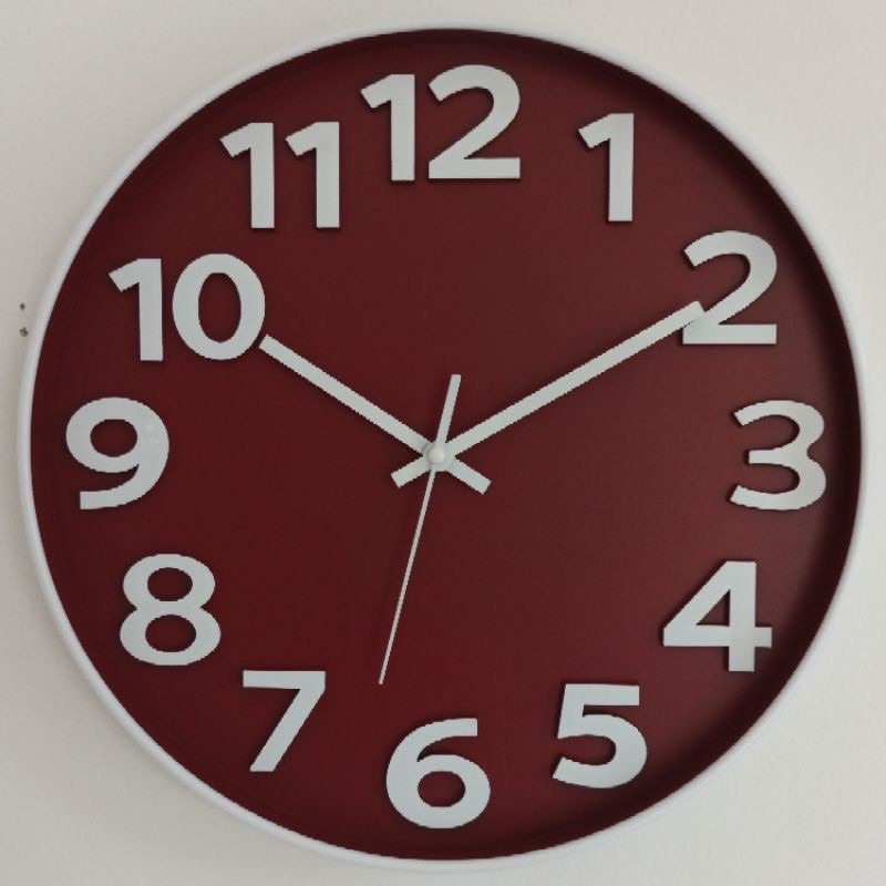 Large Red Plain Wall Clock 40cm Shopee Philippines
