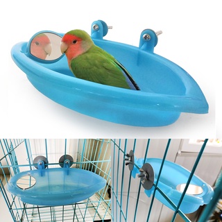 1 Pcs Bird Parrot Shower Bath Supplies Parrot with Mirror Oval Bird Tank Pet Cage Accessories Standing Box Bird Cage Toy
