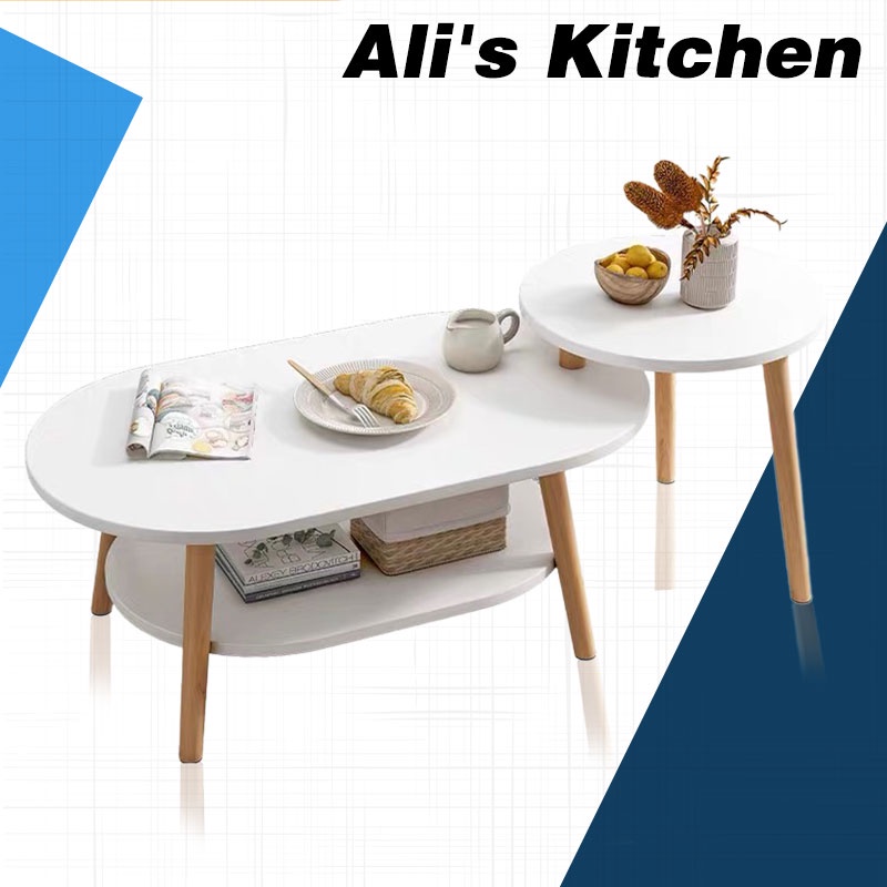 Nordic doublelayer combination table living room coffee table small apartment modern wooden